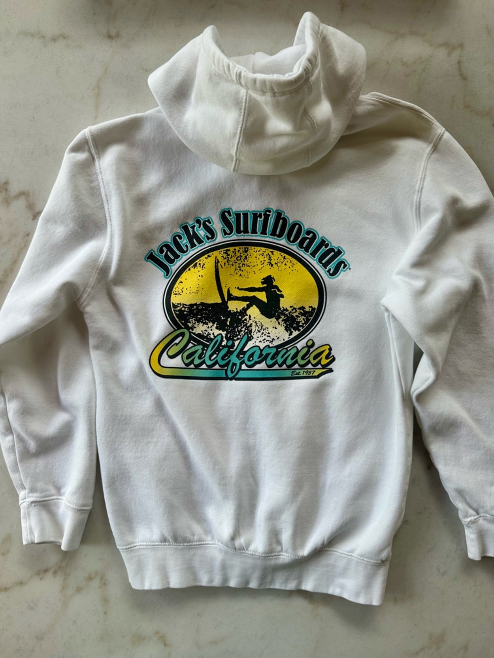 Jacks Surfboards White zip up hoodie | California White Hoodie